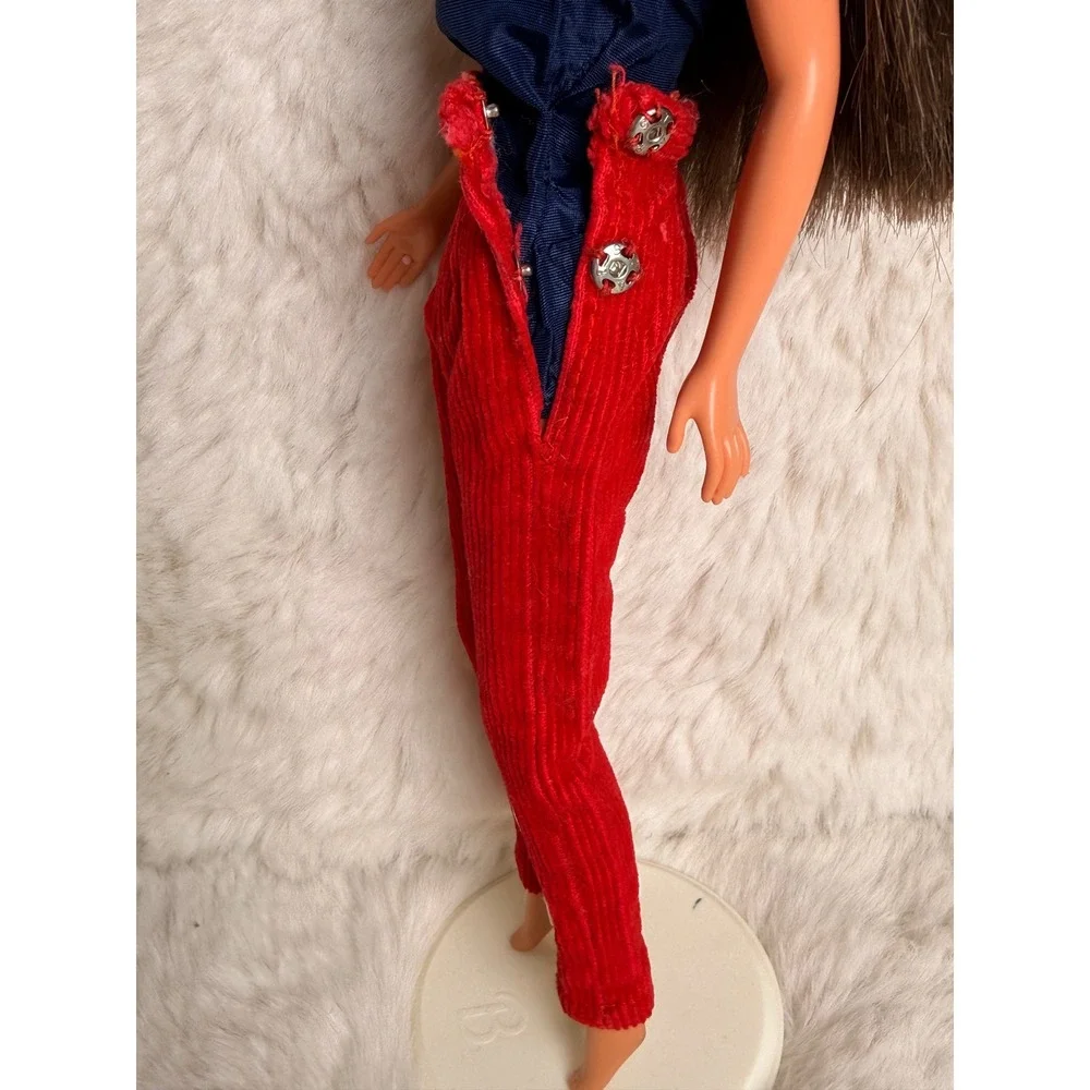 Vintage 1960s Red Corduroy Barbie Clone Pants Metal Snaps Doll Clothes Trousers